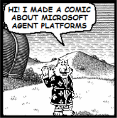 Comic of a cat saying, 'Hi! I made a comic about Microsoft agent platforms'